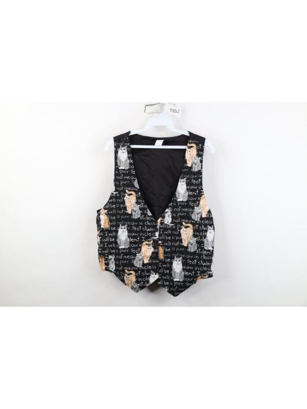 Vintage 90s Streetwear Womens L / XL Cat Kitten Tie Back Suit Vest Jacket USA